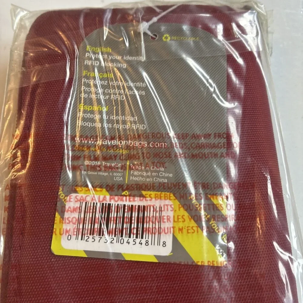 Travelon Wallet RFID Blocking Anti Theft Safe ID Deep Red /Beige Brand New